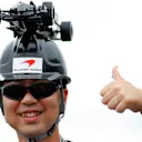 Fan with McLaren F1 car hat at Formula One World Championship, Rd17, Japanese Grand Prix, Qualifying, Suzuka, Japan, Saturday 8 October 2016. © Sutton Images