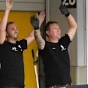Renault Sport F1 Team mechanics react with fans at Formula One World Championship, Rd17, Japanese Grand Prix, Qualifying, Suzuka, Japan, Saturday 8 October 2016. © Sutton Images