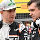 Nico Hulkenberg (GER) Force India F1 and Bradley Joyce (GBR) Force India Race Engineer on the grid at Formula One World Championship, Rd17, Japanese Grand Prix, Race, Suzuka, Japan, Sunday 9 October 2016. © Sutton Images