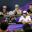 (L to R): Carlos Sainz jr (ESP) Scuderia Toro Rosso, Pascal Wehrlein (GER) Manor Racing, Jolyon Palmer (GBR) Renault Sport F1 Team, Kimi Raikkonen (FIN) Ferrari, Lewis Hamilton (GBR) Mercedes AMG F1 and Fernando Alonso (ESP) McLaren in the Press Conference at Formula One World Championship, Rd17, Japanese Grand Prix, Preparations, Suzuka, Japan, Thursday 6 October 2016. © Sutton Images