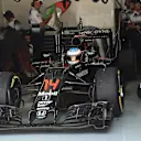 Fernando Alonso (ESP) McLaren MP4-31 in the garage at Formula One World Championship, Rd16, Malaysian Grand Prix, Practice, Sepang, Malaysia, Friday 30 September 2016. © Sutton Images