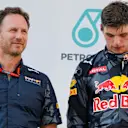 Christian Horner (GBR) Red Bull Racing Team Principal and Max Verstappen (NED) Red Bull Racing celebrate on the podium at Formula One World Championship, Rd16, Malaysian Grand Prix, Race, Sepang, Malaysia, Sunday 2 October 2016. © Sutton Images