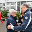 Bernie Ecclestone (GBR) CEO Formula One Group (FOM) and Franz Tost (AUT) Scuderia Toro Rosso Team Principal at Formula One World Championship, Rd19, Mexican Grand Prix, Practice, Circuit Hermanos Rodriguez, Mexico City, Mexico, Friday 28 October 2016. © Sutton Images