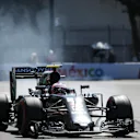 Jenson Button (GBR) McLaren MP4-31 locks up at Formula One World Championship, Rd19, Mexican Grand Prix, Qualifying, Circuit Hermanos Rodriguez, Mexico City, Mexico, Saturday 29 October 2016. © Sutton Images