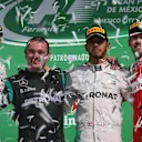 (L to R): Nico Rosberg (GER) Mercedes AMG F1,Tom Walton (GBR) Mercedes AMG F1 Engineer, Lewis Hamilton (GBR) Mercedes AMG F1 and Sebastian Vettel (GER) Ferrari celebrate on the podium at Formula One World Championship, Rd19, Mexican Grand Prix, Race, Circuit Hermanos Rodriguez, Mexico City, Mexico, Sunday 30 October 2016. © Sutton Images