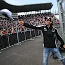 Sergio Perez (MEX) Force India throws hats into the crowd on the drivers parade at Formula One World Championship, Rd19, Mexican Grand Prix, Race, Circuit Hermanos Rodriguez, Mexico City, Mexico, Sunday 30 October 2016. © Sutton Images