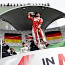 Sebastian Vettel (GER) Ferrari celebrates on the podium with the trophy at Formula One World Championship, Rd19, Mexican Grand Prix, Race, Circuit Hermanos Rodriguez, Mexico City, Mexico, Sunday 30 October 2016. © Sutton Images