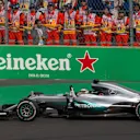 Race winner Lewis Hamilton (GBR) Mercedes AMG F1 arrives in parc ferme and waves to the fans at Formula One World Championship, Rd19, Mexican Grand Prix, Race, Circuit Hermanos Rodriguez, Mexico City, Mexico, Sunday 30 October 2016. © Sutton Images
