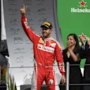 Sebastian Vettel (GER) Ferrari celebrates on the podium at Formula One World Championship, Rd19, Mexican Grand Prix, Race, Circuit Hermanos Rodriguez, Mexico City, Mexico, Sunday 30 October 2016. © Sutton Images