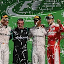 (L to R): Nico Rosberg (GER) Mercedes AMG F1,Tom Walton (GBR) Mercedes AMG F1 Engineer, Lewis Hamilton (GBR) Mercedes AMG F1 and Sebastian Vettel (GER) Ferrari celebrate on the podium at Formula One World Championship, Rd19, Mexican Grand Prix, Race, Circuit Hermanos Rodriguez, Mexico City, Mexico, Sunday 30 October 2016. © Sutton Images