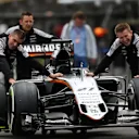 Force India mechanics with Force India VJM09 in pit lane at Formula One World Championship, Rd19, Mexican Grand Prix, Preparations, Circuit Hermanos Rodriguez, Mexico City, Mexico, Thursday 27 October 2016. © Sutton Images