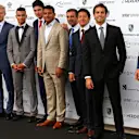 (L to R): Daniel Ricciardo (AUS) Red Bull Racing, Marcus Ericsson (SWE) Sauber, Pascal Wehrlein (GER) Manor Racing, Esteban Ocon (FRA) Renault Sport F1 Team, Marc Gene (ESP) Ferrari, Rio Haryanto (IDN) Manor Racing, Felipe Nasr (BRA) Sauber and Jolyon Palmer (GBR) Renault Sport F1 Team at Amber Lounge Fashion Show, Le Meridien Beach Plaza Hotel, Monaco, Friday 27 May 2016. © Sutton Images
