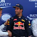 (L to R): Nico Rosberg (GER) Mercedes AMG F1, pole sitter Daniel Ricciardo (AUS) Red Bull Racing and Lewis Hamilton (GBR) Mercedes AMG F1 celebrate in parc ferme at Formula One World Championship, Rd6, Monaco Grand Prix, Qualifying, Monte-Carlo, Monaco, Saturday 28 May 2016. © Sutton Images