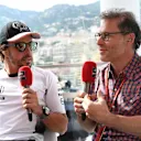 Fernando Alonso (ESP) McLaren and Jacques Villeneuve (CDN) Movistar TV at Formula One World Championship, Rd6, Monaco Grand Prix, Qualifying, Monte-Carlo, Monaco, Saturday 28 May 2016. © Sutton Images