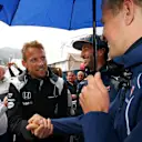 Jenson Button (GBR) McLaren, Daniel Ricciardo (AUS) Red Bull Racing and Marcus Ericsson (SWE) Sauber on the drivers parade at Formula One World Championship, Rd6, Monaco Grand Prix, Race, Monte-Carlo, Monaco, Sunday 29 May 2016. © Sutton Images