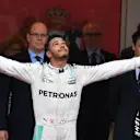 Race winner Lewis Hamilton (GBR) Mercedes AMG F1 celebrates on the podium at Formula One World Championship, Rd6, Monaco Grand Prix, Race, Monte-Carlo, Monaco, Sunday 29 May 2016. © Sutton Images