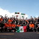 Third placed Sergio Perez (MEX) Force India celebrates with the team at Formula One World Championship, Rd6, Monaco Grand Prix, Race, Monte-Carlo, Monaco, Sunday 29 May 2016. © Sutton Images