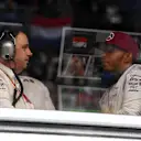 Lewis Hamilton (GBR) Mercedes-Benz F1 W07 Hybrid and Ron Meadows (GBR) Mercedes AMG F1 Team Manager at Formula One World Championship, Rd6, Monaco Grand Prix, Race, Monte-Carlo, Monaco, Sunday 29 May 2016. © Sutton Images