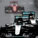 Nico Rosberg (GER) Mercedes-Benz F1 W07 Hybrid leads Lewis Hamilton (GBR) Mercedes-Benz F1 W07 Hybrid at Formula One World Championship, Rd6, Monaco Grand Prix, Race, Monte-Carlo, Monaco, Sunday 29 May 2016. © Sutton Images