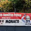 Lewis Hamilton (GBR) Mercedes AMG F1 banner at Formula One World Championship, Rd6, Monaco Grand Prix, Preparations, Monte-Carlo, Monaco, Wednesday 25 May 2016. © Sutton Images