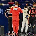 Sebastian Vettel (GER) Ferrari, Daniil Kvyat (RUS) Red Bull Racing and Nico Rosberg (GER) Mercedes AMG F1 in parc ferme at Formula One World Championship, Rd4, Russian Grand Prix, Qualifying, Sochi Autodrom, Sochi, Krasnodar Krai, Russia, Saturday 30 April 2016. © Sutton Motorsport Images