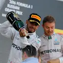 Lewis Hamilton (GBR) Mercedes AMG F1 celebrates with the champagne on the podium at Formula One World Championship, Rd4, Russian Grand Prix, Race, Sochi Autodrom, Sochi, Krasnodar Krai, Russia, Sunday 1 May 2016. © Sutton Motorsport Images