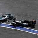 Esteban Gutierrez (MEX) Haas VF-16 and Nico Hulkenberg (GER) Force India VJM09 collide at the start of the race at Formula One World Championship, Rd4, Russian Grand Prix, Race, Sochi Autodrom, Sochi, Krasnodar Krai, Russia, Sunday 1 May 2016. © Sutton Motorsport Images