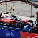 The car of race retiree Sebastian Vettel (GER) Ferrari SF16-H is recovered at Formula One World Championship, Rd4, Russian Grand Prix, Race, Sochi Autodrom, Sochi, Krasnodar Krai, Russia, Sunday 1 May 2016. © Sutton Motorsport Images