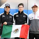 Sergio Perez (MEX) Force India, Alfonso Celis jr (MEX) Force India Test Driver and Esteban Gutierrez (MEX) Haas F1 at Formula One World Championship, Rd4, Russian Grand Prix, Preparations, Sochi Autodrom, Sochi, Krasnodar Krai, Russia, Thursday 28 April 2016. © Sutton Motorsport Images