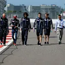 Carlos Sainz (ESP) Scuderia Toro Rosso walks the track with Marco Matassa (ITA) Scuderia Toro Rosso Engineer at Formula One World Championship, Rd4, Russian Grand Prix, Preparations, Sochi Autodrom, Sochi, Krasnodar Krai, Russia, Thursday 28 April 2016. © Sutton Motorsport Images