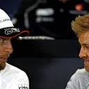 Jenson Button (GBR) McLaren and Nico Rosberg (GER) Mercedes AMG F1 in the Press Conference at Formula One World Championship, Rd4, Russian Grand Prix, Preparations, Sochi Autodrom, Sochi, Krasnodar Krai, Russia, Thursday 28 April 2016. © Sutton Motorsport Images