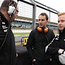 Nikita Mazepin (RUS) Force India and Tom McCullough (GBR) Force India F1 Team Chief Engineer at Formula One Testing, Day One, Silverstone, England, Tuesday 12 July 2016. © Sutton Images