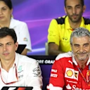 Toto Wolff (AUT) Mercedes AMG F1 Director of Motorsport and Maurizio Arrivabene (ITA) Ferrari Team Principal in the Press Conference at Formula One World Championship, Rd15, Singapore Grand Prix, Practice, Marina Bay Street Circuit, Singapore, Friday 16 September 2016. © Sutton Images