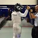 Pole sitter Nico Rosberg (GER) Mercedes AMG F1 celebrates in parc ferme at Formula One World Championship, Rd15, Singapore Grand Prix, Qualifying, Marina Bay Street Circuit, Singapore, Saturday 17 September 2016. © Sutton Images