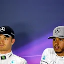 Nico Rosberg (GER) Mercedes AMG F1 and Lewis Hamilton (GBR) Mercedes AMG F1 in the Press Conference at Formula One World Championship, Rd15, Singapore Grand Prix, Qualifying, Marina Bay Street Circuit, Singapore, Saturday 17 September 2016. © Sutton Images