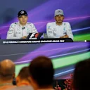 Daniel Ricciardo (AUS) Red Bull Racing, Nico Rosberg (GER) Mercedes AMG F1 and Lewis Hamilton (GBR) Mercedes AMG F1 in the Press Conference at Formula One World Championship, Rd15, Singapore Grand Prix, Qualifying, Marina Bay Street Circuit, Singapore, Saturday 17 September 2016. © Sutton Images