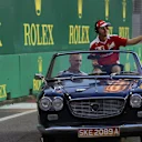 Sebastian Vettel (GER) Ferrari on the drivers parade at Formula One World Championship, Rd15, Singapore Grand Prix, Race, Marina Bay Street Circuit, Singapore, Sunday 18 September 2016. © Sutton Images