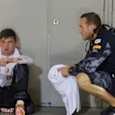 Max Verstappen (NED) Red Bull Racing and engineer at Formula One World Championship, Rd15, Singapore Grand Prix, Race, Marina Bay Street Circuit, Singapore, Sunday 18 September 2016. © Sutton Images