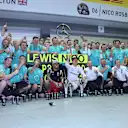 Race winner Nico Rosberg (GER) Mercedes AMG F1 and Lewis Hamilton (GBR) Mercedes AMG F1 celebrate with the team at Formula One World Championship, Rd15, Singapore Grand Prix, Race, Marina Bay Street Circuit, Singapore, Sunday 18 September 2016. © Sutton Images