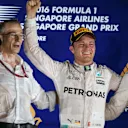 Daniel Ricciardo (AUS) Red Bull Racing, Mark Ellis (GBR) Mercedes AMG F1 Performance Director, race winner Nico Rosberg (GER) Mercedes AMG F1 and Lewis Hamilton (GBR) Mercedes AMG F1 celebrate on the podium at Formula One World Championship, Rd15, Singapore Grand Prix, Race, Marina Bay Street Circuit, Singapore, Sunday 18 September 2016. © Sutton Images