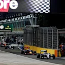 Nico Rosberg (GER) Mercedes-Benz F1 W07 Hybrid leads the cars through pit lane at Formula One World Championship, Rd15, Singapore Grand Prix, Race, Marina Bay Street Circuit, Singapore, Sunday 18 September 2016. © Sutton Images