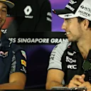 Daniel Ricciardo (AUS) Red Bull Racing and Sergio Perez (MEX) Force India in the Press Conference at Formula One World Championship, Rd15, Singapore Grand Prix, Preparations, Marina Bay Street Circuit, Singapore, Thursday 15 September 2016. © Sutton Images