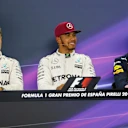(L to R): Nico Rosberg (GER) Mercedes AMG F1, Lewis Hamilton (GBR) Mercedes AMG F1 and Daniel Ricciardo (AUS) Red Bull Racing in the Press Conference at Formula One World Championship, Rd5, Spanish Grand Prix, Qualifying, Barcelona, Spain, Saturday 14 May 2016. © Sutton Images
