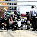 Lewis Hamilton (GBR) Mercedes-Benz F1 W07 Hybrid pit stop at Formula One World Championship, Rd5, Spanish Grand Prix, Qualifying, Barcelona, Spain, Saturday 14 May 2016. © Sutton Motorsport Images