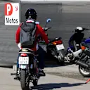 Sebastian Vettel (GER) Ferrari arrives on a Triumph motorbike at Formula One World Championship, Rd5, Spanish Grand Prix, Race, Barcelona, Spain, Sunday 15 May 2016. © Sutton Images