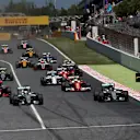 Nico Rosberg (GER) Mercedes-Benz F1 W07 Hybrid and Lewis Hamilton (GBR) Mercedes-Benz F1 W07 Hybrid at the start of the race Formula One World Championship, Rd5, Spanish Grand Prix, Race, Barcelona, Spain, Sunday 15 May 2016. © Sutton Motorsport Images