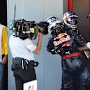 Daniel Ricciardo (AUS) Red Bull Racing celebrates with race winner Max Verstappen (NED) Red Bull Racing in parc ferme at Formula One World Championship, Rd5, Spanish Grand Prix, Race, Barcelona, Spain, Sunday 15 May 2016. © Sutton Motorsport Images