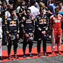Drivers observe the National Anthem on the grid at Formula One World Championship, Rd5, Spanish Grand Prix, Race, Barcelona, Spain, Sunday 15 May 2016. © Sutton Motorsport Images