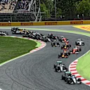 Nico Rosberg (GER) Mercedes-Benz F1 W07 Hybrid leads Lewis Hamilton (GBR) Mercedes-Benz F1 W07 Hybrid at the start of the race at Formula One World Championship, Rd5, Spanish Grand Prix, Race, Barcelona, Spain, Sunday 15 May 2016. © Sutton Motorsport Images