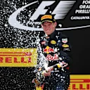 Race winner Max Verstappen (NED) Red Bull Racing celebrates on the podium with the champagne at Formula One World Championship, Rd5, Spanish Grand Prix, Race, Barcelona, Spain, Sunday 15 May 2016. © Sutton Motorsport Images